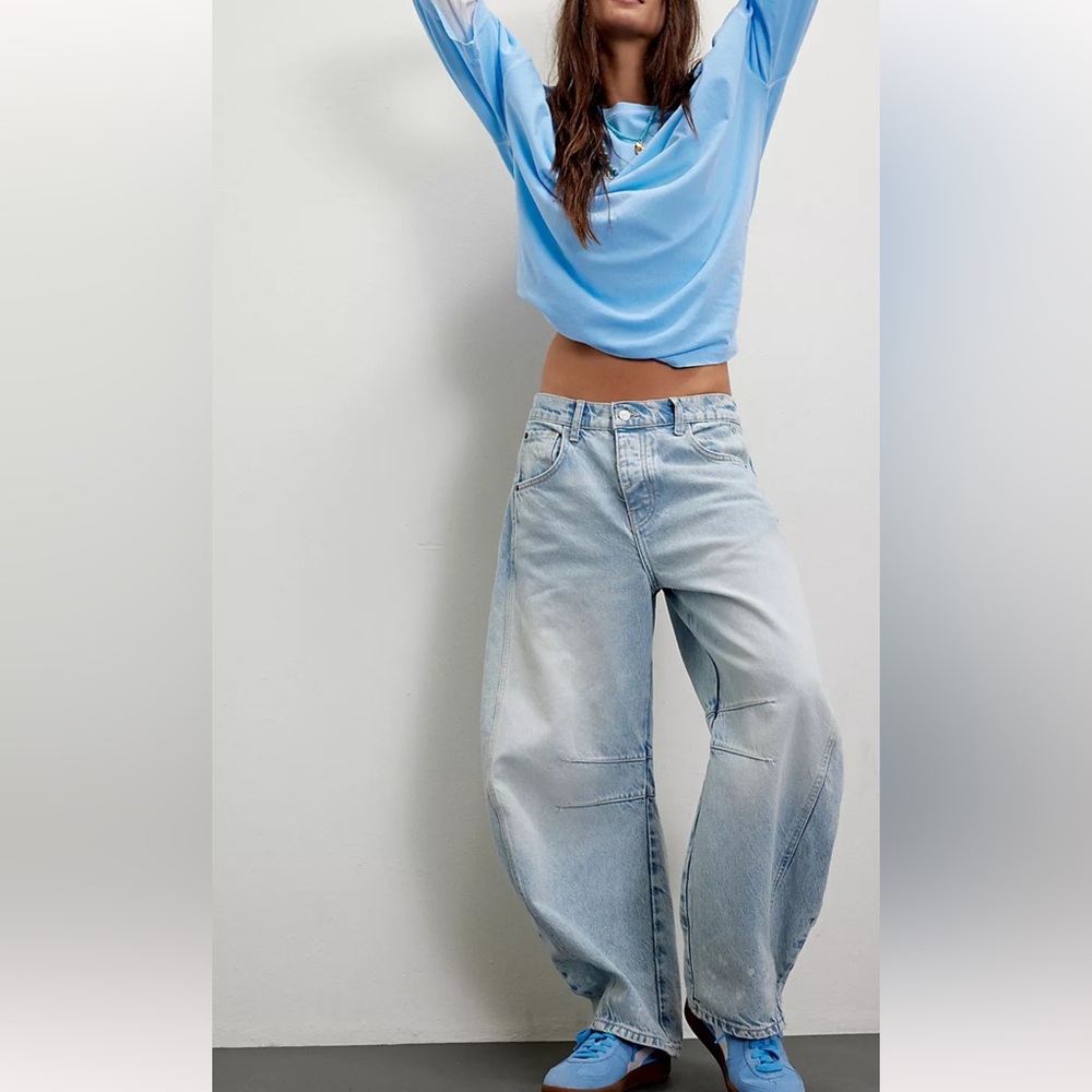 We The Free Good Luck Mid-Rise Barrel Jeans